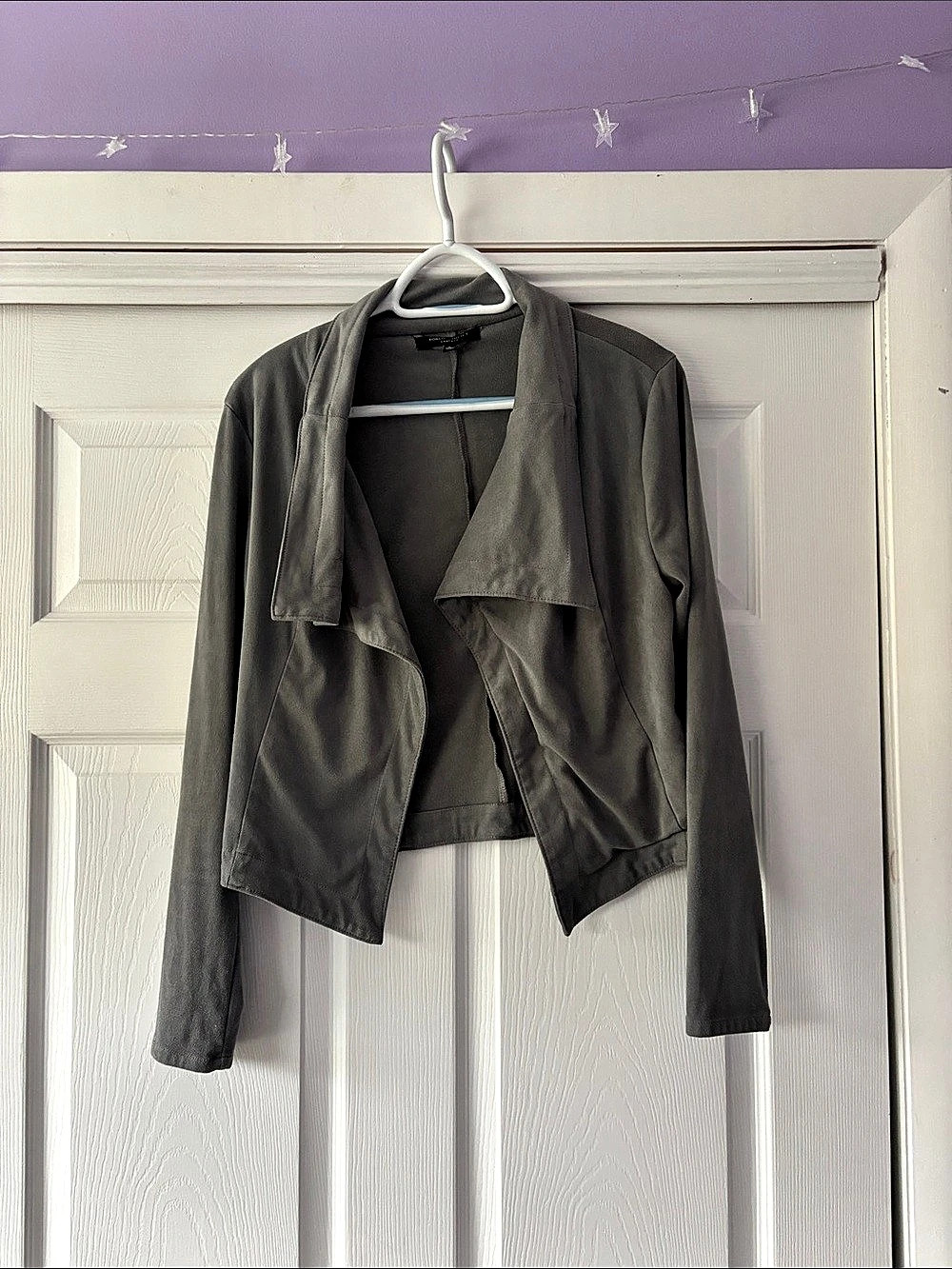 Romeo & Juliet Couture Gray Faux Suede Jacket Cardigan Size Large